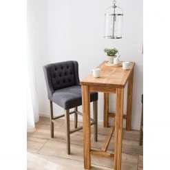 Maison Belfort Chaise de bar Nola - Tissu - Chêne massif - Gris foncé / Chêne foncé -Commodes enfant Soldes 1000008130 210301 11225600002 MOOD DETAILS P000000001000008130 mood