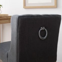 Maison Belfort Chaise de bar Nola - Tissu - Chêne massif - Gris foncé / Chêne foncé -Commodes enfant Soldes 1000008130 210301 11225600004 DETAILS P000000001000008130