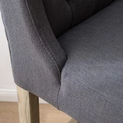 Maison Belfort Chaise de bar Nola - Tissu - Chêne massif - Gris foncé / Chêne foncé -Commodes enfant Soldes 1000008130 210301 11225600009 DETAILS P000000001000008130