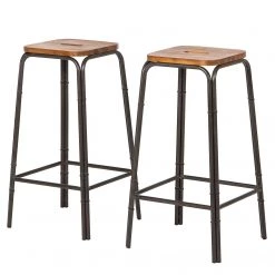 Ars manufacti Tabourets de bar Atelier (lot de 2) - Acacia massif /Métal