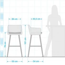 Mørteens Chaises de bar Nicholas II - Granit - Lot de 2 -Commodes enfant Soldes 1000016142 191129 16584900011 SKETCH DETAILS P000000001000016142 sketch