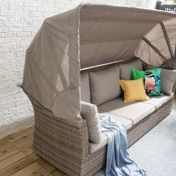 Jardi Ensemble lounge Le Vaux (5 éléments) - Tissu / Polyrotin - Beige / Marron gris -Commodes enfant Soldes 1000118214 180606 11531606 GALLERYIMAGES P000000001000118214