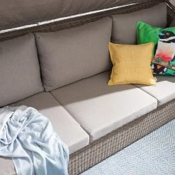 Jardi Ensemble lounge Le Vaux (5 éléments) - Tissu / Polyrotin - Beige / Marron gris -Commodes enfant Soldes 1000118214 180606 11531609 GALLERYIMAGES P000000001000118214