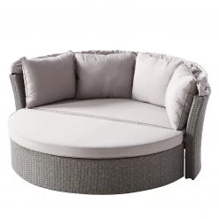 Salon de jardin modulable Soller - Tissu / Polyrotin - Gris clair / Gris -Commodes enfant Soldes 1000118226 130 GALLERYIMAGES P000000001000118226