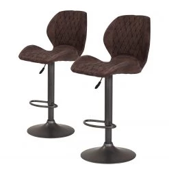 Loftscape Chaises de bar Ripley (lot de 2) - Microfibre / Acier - Anthracite - Marron vintage