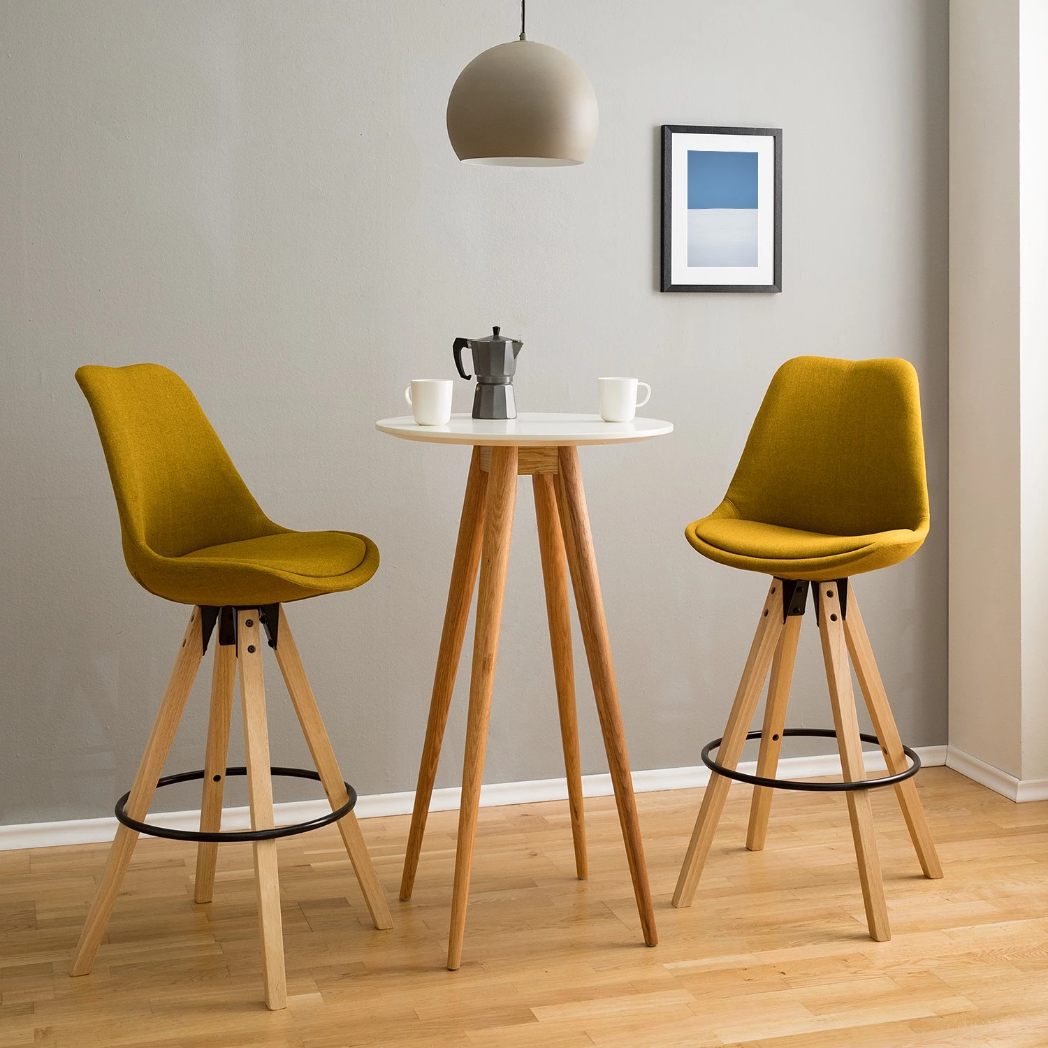 Mørteens Chaises de bar Aledas II - Jaune curry - Lot de 2 2 Mørteens Chaises de bar Aledas II - Jaune curry - Lot de 2 – Image 2