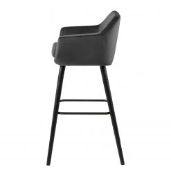 Mørteens Chaises de bar Nicholas III - Velours / Chêne massif - Noir - Gris foncé - Lot de 2 -Commodes enfant Soldes 1000138436 181119 16065762 GALLERYIMAGES P000000001000138436