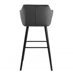 Mørteens Chaises de bar Nicholas III - Velours / Chêne massif - Noir - Gris foncé - Lot de 2 -Commodes enfant Soldes 1000138436 181119 16065763 GALLERYIMAGES P000000001000138436