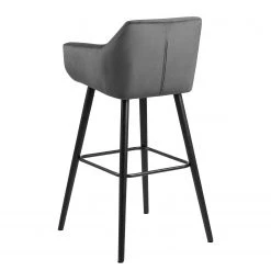 Mørteens Chaises de bar Nicholas III - Velours / Chêne massif - Noir - Gris foncé - Lot de 2 -Commodes enfant Soldes 1000138436 181119 16065764 GALLERYIMAGES P000000001000138436