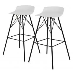 Tenzo Chaises de bar Tori (lot de 2) - Imitation cuir / Métal - Noir - Blanc