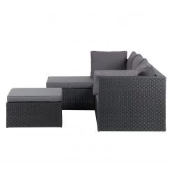 Salon de jardin Goon II (3 éléments) - Aluminium / Matière plastique - Anthracite - Méridienne courte à gauche (vue de face) -Commodes enfant Soldes 1000152739 190412 14300200004 GALLERYIMAGES P000000001000152739