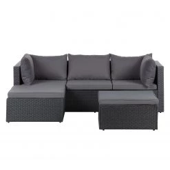 Salon de jardin Goon II (3 éléments) - Aluminium / Matière plastique - Anthracite - Méridienne courte à gauche (vue de face) -Commodes enfant Soldes 1000152739 190412 14300200005 GALLERYIMAGES P000000001000152739