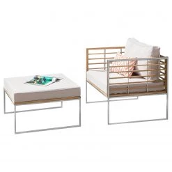 Studio Copenhagen Salon Teakline Exkl. XVI (2 éléments) - Teck massif / Tissu - Beige / Marron