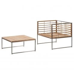 Studio Copenhagen Salon Teakline Exkl. XVI (2 éléments) - Teck massif / Tissu - Beige / Marron -Commodes enfant Soldes 1000164651 190321 08351600121 GALLERYIMAGES P000000001000164651