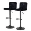 Loftscape Chaises de bar Irma (lot de 2) - Velours / Acier - Noir