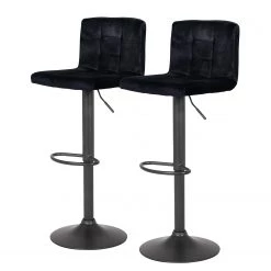 Loftscape Chaises de bar Irma (lot de 2) - Velours / Acier - Noir
