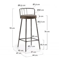 Red Living Chaise de bar Hegne (lot de 2) - Imitation cuir / Acier - Marron vintage / Anthracite -Commodes enfant Soldes 1000172201 190503 12120300032 GALLERYIMAGES P000000001000172201