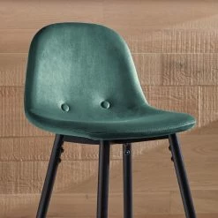 Jack & Alice Chaise de bar Sendo (lot de 2) - Velours/ Métal - Turquoise / Noir -Commodes enfant Soldes 1000172233 220315 035 DETAILS P000000001000172233