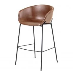 Norrwood Chaise de bar Baxa III - Imitation cuir / Acier - Marron / Noir