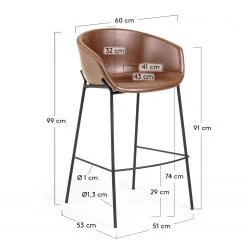 Norrwood Chaise de bar Baxa III - Imitation cuir / Acier - Marron / Noir -Commodes enfant Soldes 1000176869 190614 06441800007 GALLERYIMAGES P000000001000176869