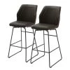 Fredriks Chaise de bar Macapa (lot de 2) - Imitation cuir / Tissé à plat - Anthracite - Marron