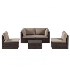 Jardi Salon Paradise Lounge III (5 éléments) - Polyrotin / Nylon - Marron / Beige -Commodes enfant Soldes 1000179707 190906 06043500019 DETAILS P000000001000179707