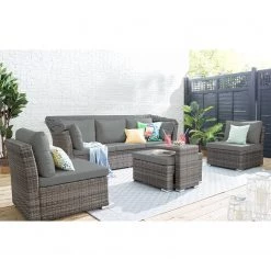 Jardi Salon lounge Le Vaux II (5 éléments) - Tissu / Polyrotin - Gris -Commodes enfant Soldes 1000182809 200403 12313100022 MOOD DETAILS P000000001000182809 mood