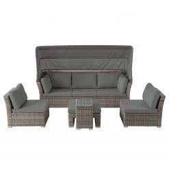 Jardi Salon lounge Le Vaux II (5 éléments) - Tissu / Polyrotin - Gris -Commodes enfant Soldes 1000182809 200403 12313200023 DETAILS P000000001000182809