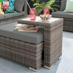 Jardi Salon lounge Le Vaux II (5 éléments) - Tissu / Polyrotin - Gris -Commodes enfant Soldes 1000182809 200403 12313800027 DETAILS P000000001000182809