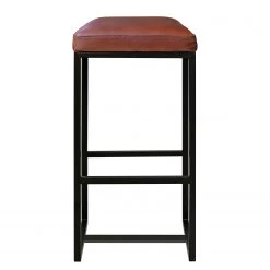 Ars manufacti Tabouret de bar Woodson - Cuir véritable / Métal -Marron cognac / Noir -Commodes enfant Soldes 1000183945 200127 16380000023 DETAILS P000000001000183945