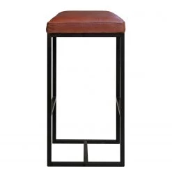 Ars manufacti Tabouret de bar Woodson - Cuir véritable / Métal -Marron cognac / Noir -Commodes enfant Soldes 1000183945 200127 16380000024 DETAILS P000000001000183945