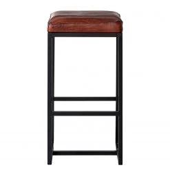 Ars manufacti Tabouret de bar Woodson - Cuir véritable / Métal -Marron cognac / Noir -Commodes enfant Soldes 1000183945 200206 07294400002 DETAILS P000000001000183945