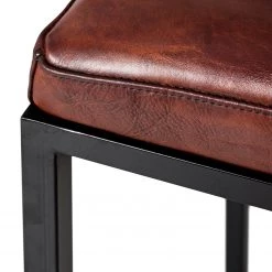 Ars manufacti Tabouret de bar Woodson - Cuir véritable / Métal -Marron cognac / Noir -Commodes enfant Soldes 1000183945 200206 07294400006 DETAILS P000000001000183945