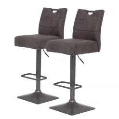 Loftscape Chaises de bar Topid (lot de 2) - Microfibre / Acier - Gris vintage / Gris