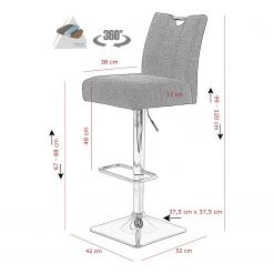 Loftscape Chaises de bar Topid (lot de 2) - Microfibre / Acier - Gris vintage / Gris -Commodes enfant Soldes 1000184869 190826 17314800090 SKETCH DETAILS P000000001000184869 sketch