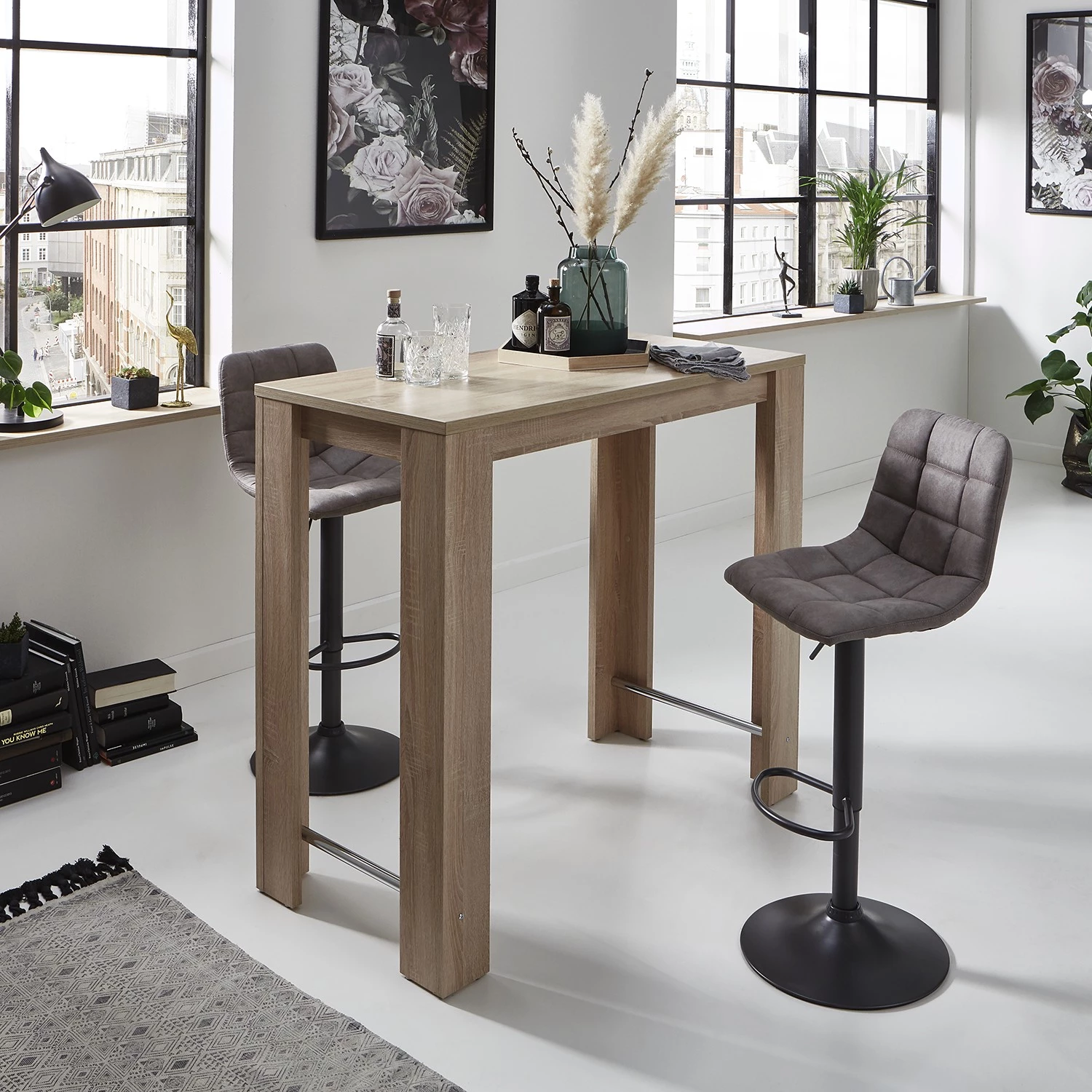 Loftscape Chaises de bar Sevid (lot de 2) - Microfibre / Acier - Anthracite - Noir vintage 2 Loftscape Chaises de bar Sevid (lot de 2) - Microfibre / Acier - Anthracite - Noir vintage – Image 2