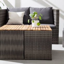 Jardi Ensemble lounge Roizy (6 éléments) - Polyrotin / Tissu - Gris / Acacia 39 Jardi Ensemble lounge Roizy (6 éléments) - Polyrotin / Tissu - Gris / Acacia -Commodes enfant Soldes 1000197007 200616 14035600004 DETAILS P000000001000197007