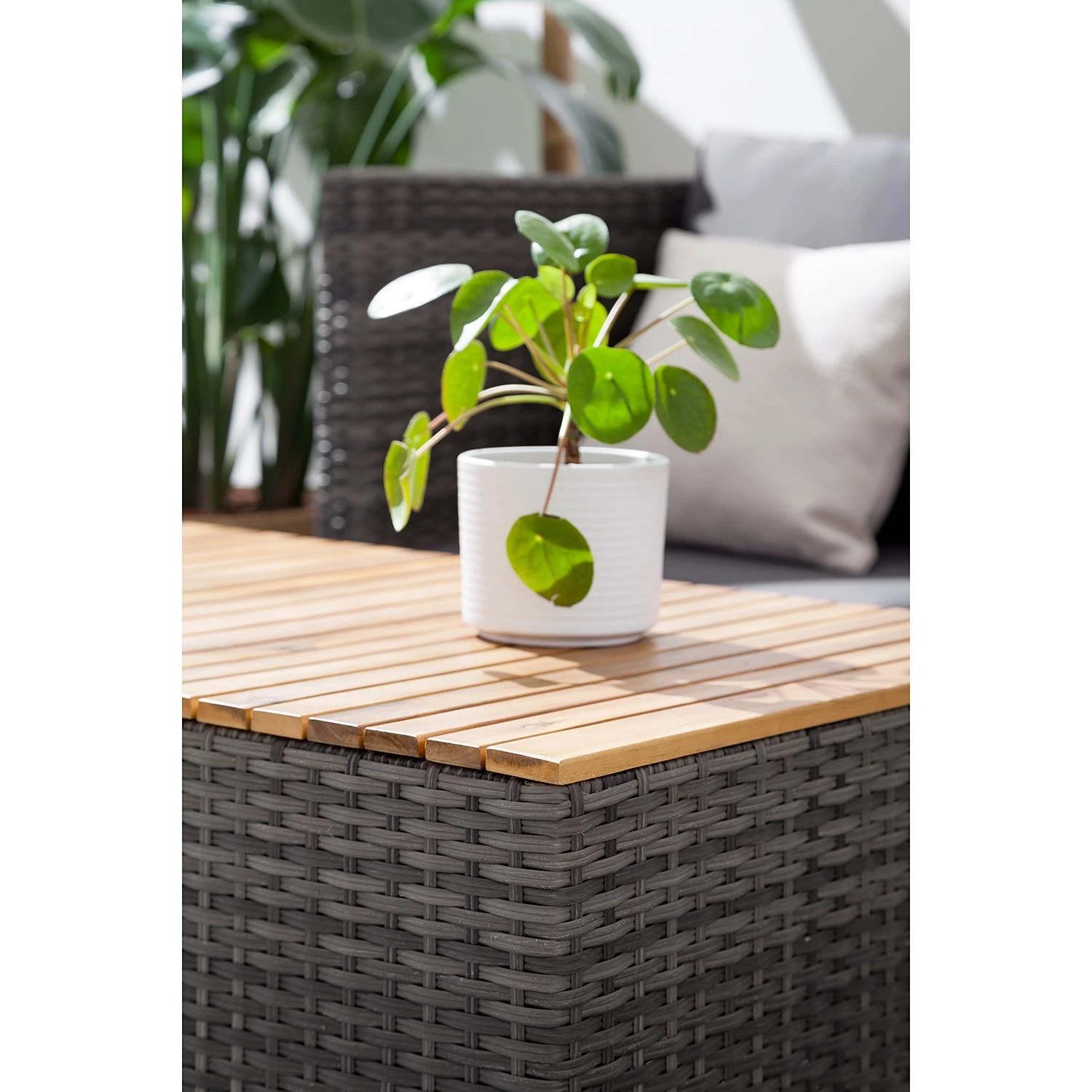 Jardi Ensemble lounge Roizy (6 éléments) - Polyrotin / Tissu - Gris / Acacia 20 Jardi Ensemble lounge Roizy (6 éléments) - Polyrotin / Tissu - Gris / Acacia – Image 20