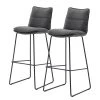 Fredriks Chaise de bar Hesket (lot de 2) - Chenille / Acier - Noir mat - Anthracite