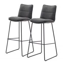 Fredriks Chaise de bar Hesket (lot de 2) - Chenille / Acier - Noir mat - Anthracite