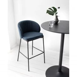 Mørteens Chaise de bar Cantil - Tissu / Acier - Noir - Bleu foncé -Commodes enfant Soldes 1000205102 210311 07561500009 MOOD DETAILS P000000001000205102 mood