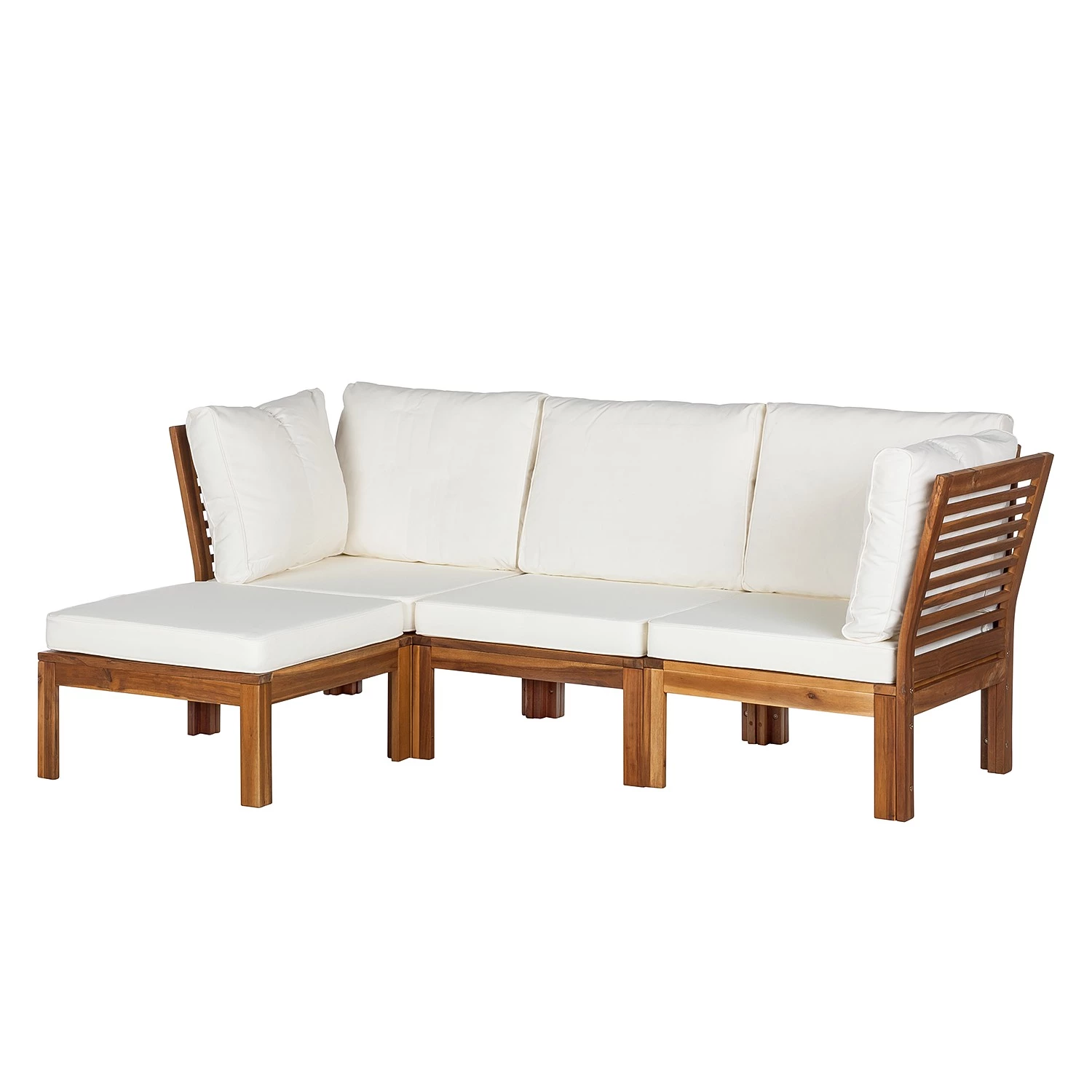 Jardi Salon de détente Lexi I (4 éléments) - Tissu / Acacia massif - Blanc cassé / Marron 1 Jardi Salon de détente Lexi I (4 éléments) - Tissu / Acacia massif - Blanc cassé / Marron