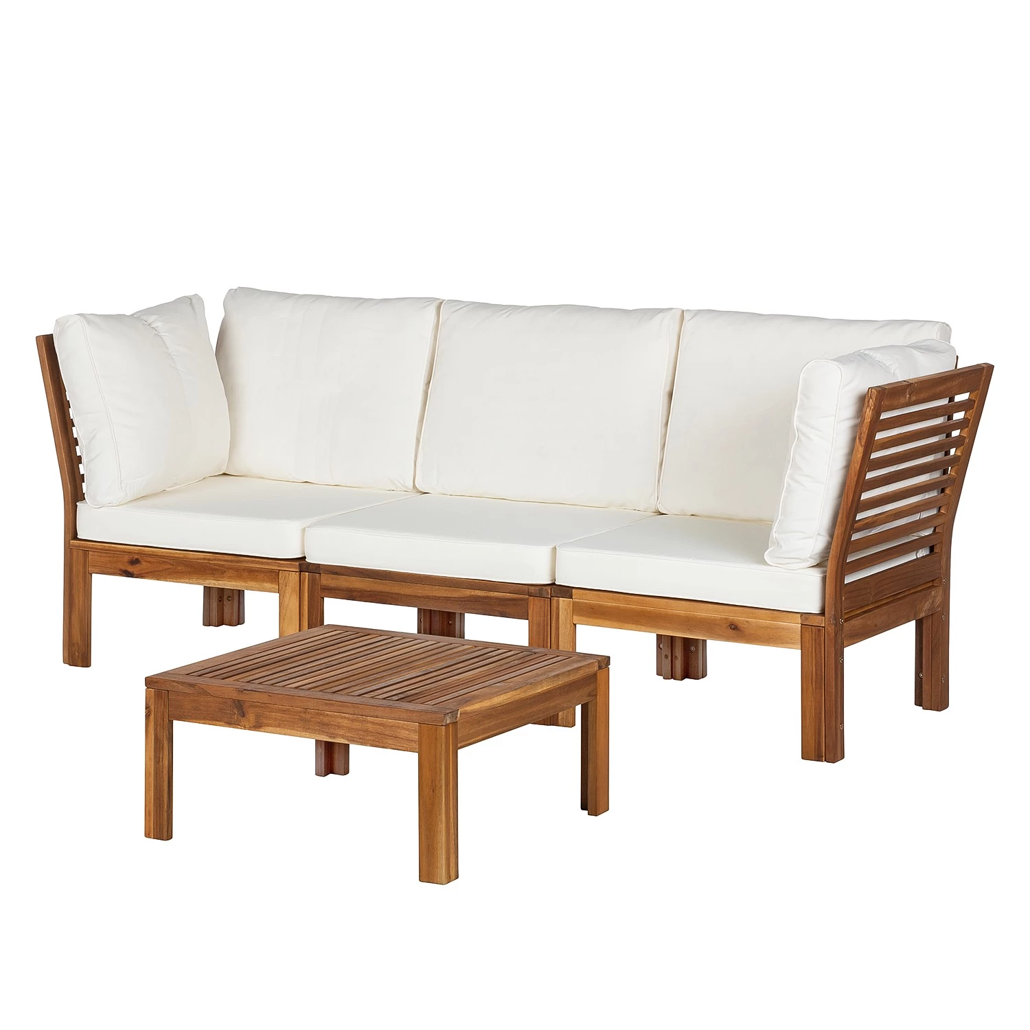 Jardi Salon de détente Lexi I (4 éléments) - Tissu / Acacia massif - Blanc cassé / Marron 2 Jardi Salon de détente Lexi I (4 éléments) - Tissu / Acacia massif - Blanc cassé / Marron – Image 2