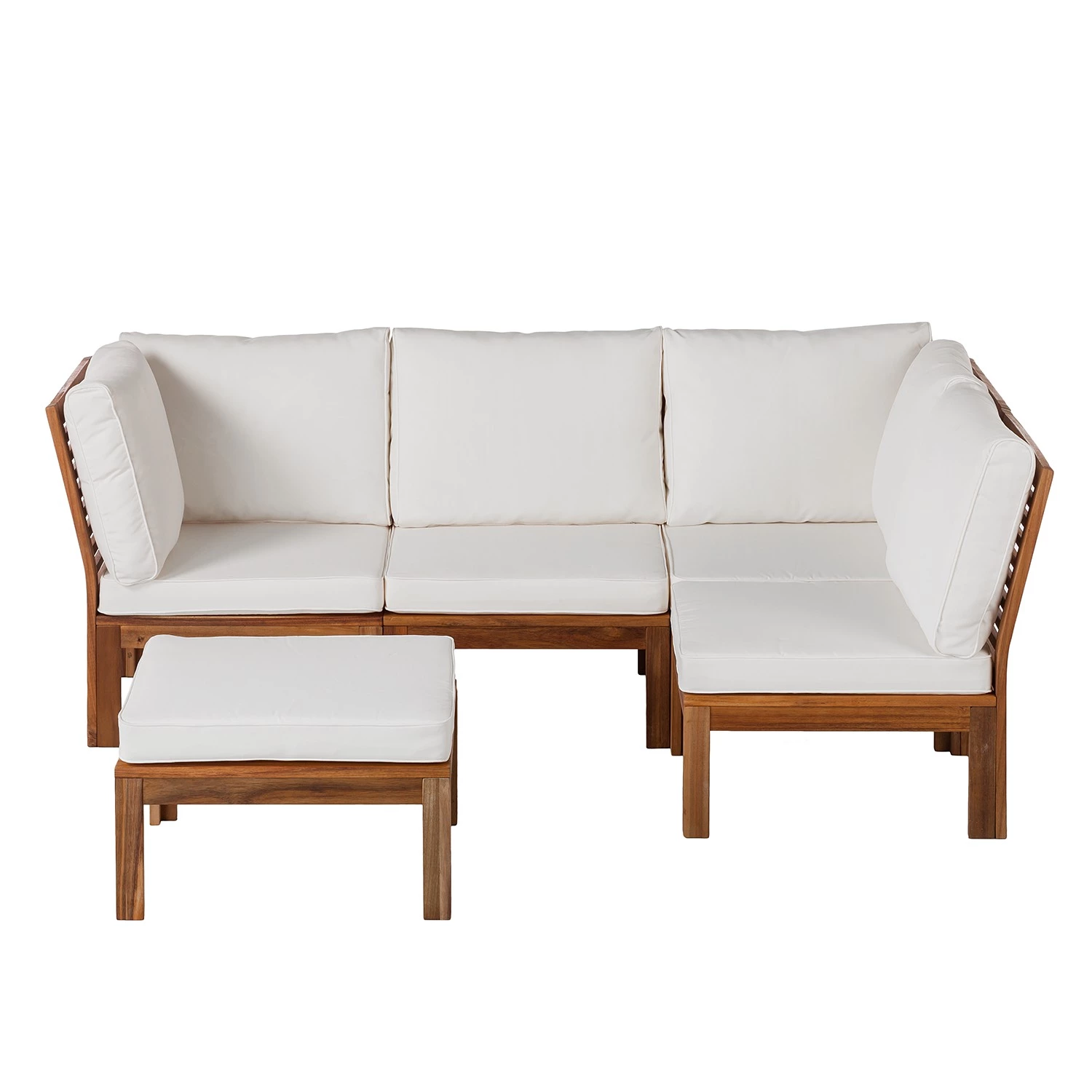 Jardi Salon de détente Lexi I (5 éléments) - Tissu / Acacia massif - Blanc cassé / Marron 3 Jardi Salon de détente Lexi I (5 éléments) - Tissu / Acacia massif - Blanc cassé / Marron – Image 3