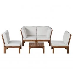 Jardi Salon de détente Lexi III (5 éléments) - Tissu / Acacia massif - Blanc cassé / Marron -Commodes enfant Soldes 1000207494 200325 12103200046 DETAILS P000000001000207494