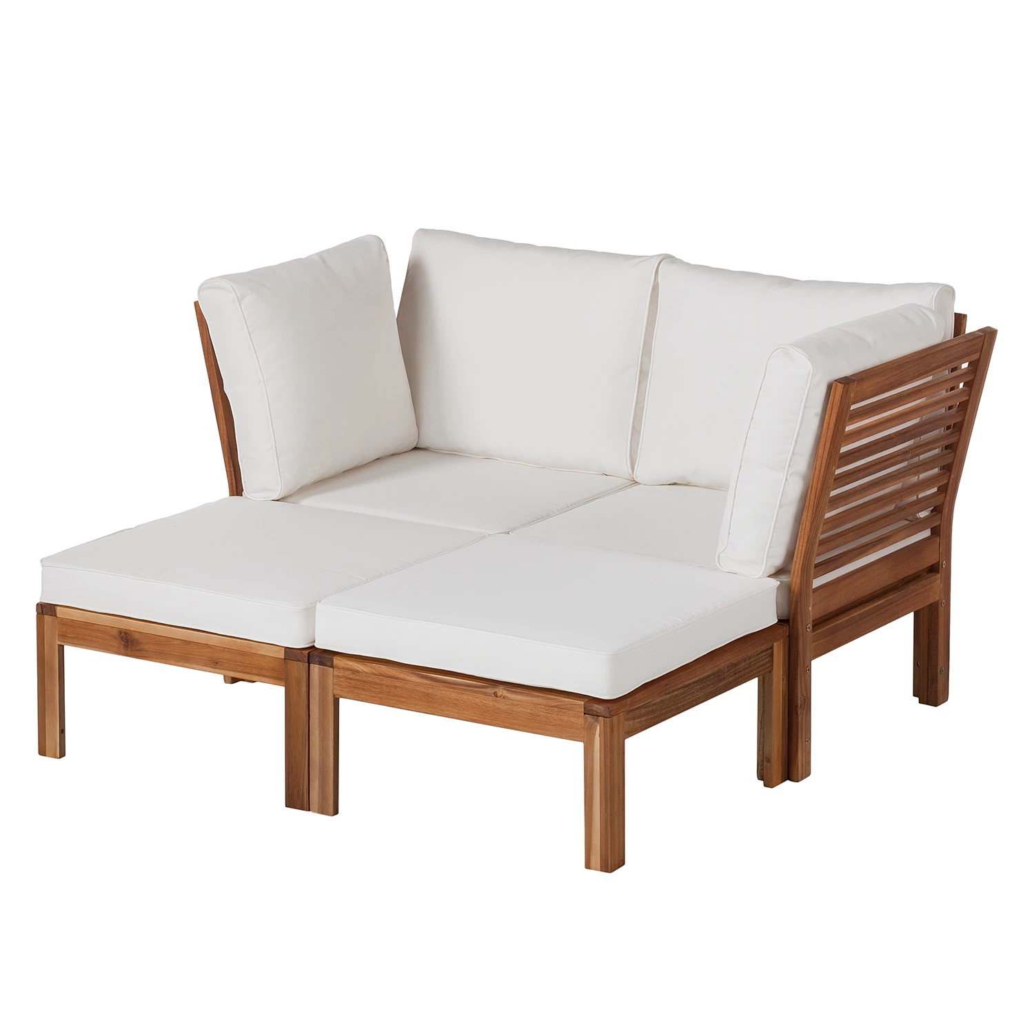 Jardi Salon de détente Lexi II (4 éléments) - Tissu / Acacia massif - Blanc cassé / Marron 1 Jardi Salon de détente Lexi II (4 éléments) - Tissu / Acacia massif - Blanc cassé / Marron