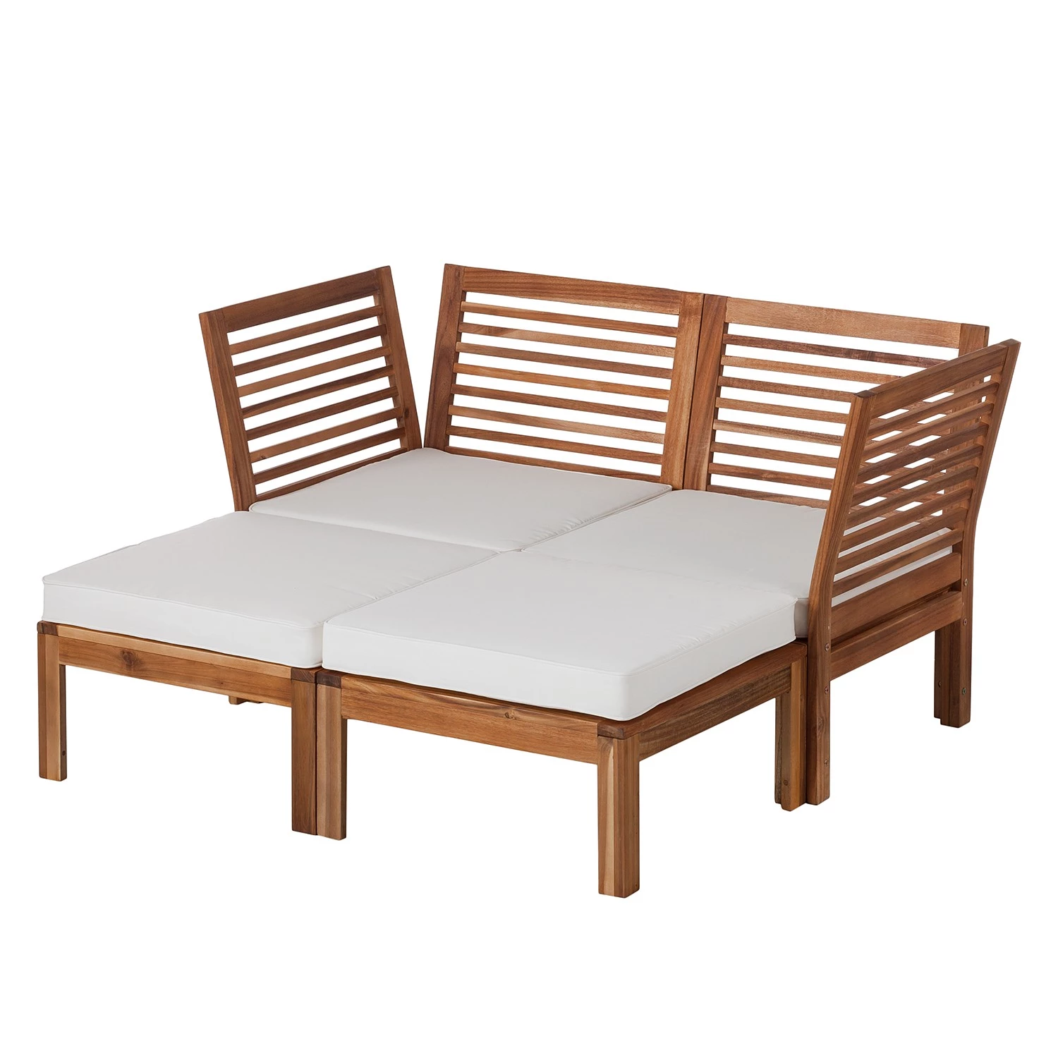 Jardi Salon de détente Lexi II (4 éléments) - Tissu / Acacia massif - Blanc cassé / Marron 4 Jardi Salon de détente Lexi II (4 éléments) - Tissu / Acacia massif - Blanc cassé / Marron – Image 4