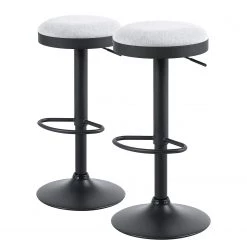 Loftscape Tabouret de bar Moita (lot de 2) - Tissu / Acier - Gris clair / Noir