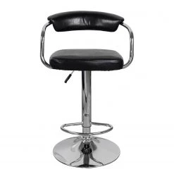 Kayoom Chaises de bar Midnight I (lot de 2) - Imitation cuir / Métal - Chrome - Noir -Commodes enfant Soldes 1000214196 200529 06043100139 DETAILS P000000001000214196