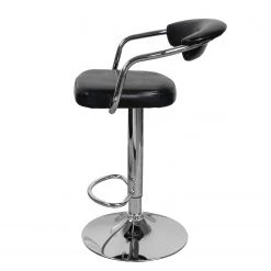 Kayoom Chaises de bar Midnight I (lot de 2) - Imitation cuir / Métal - Chrome - Noir -Commodes enfant Soldes 1000214196 200529 06043100140 DETAILS P000000001000214196